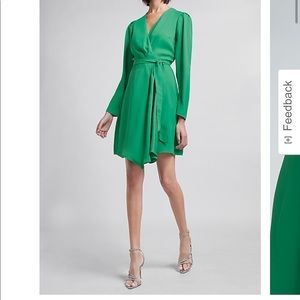 NWT - Green Puff Sleeve Wrap Dress